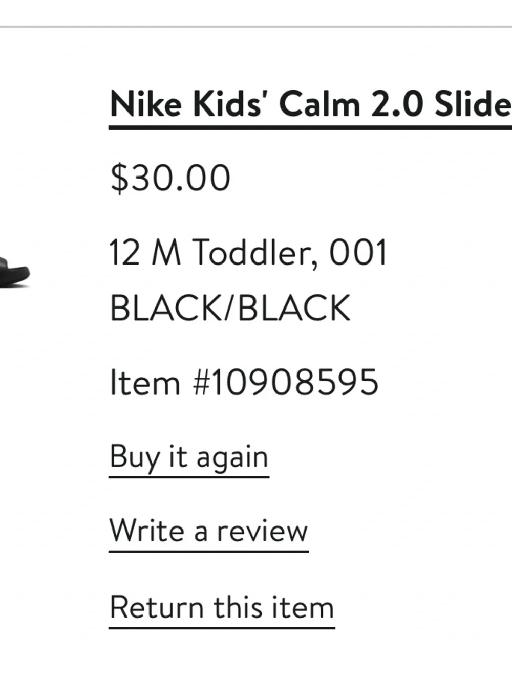 Nike Kids Black Slide Sandals with Subtle Swoosh